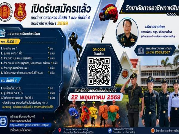 เปิดรับสมัครนักศึกษาวิชาทหาร (รด.)  ชั้นปีที่ 1 และชั้นปีที่ 4