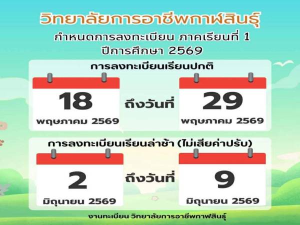 ขอแจ้งให้นักเรียน นักศึกษา ทุกระดับชั้น ดำเนินการลงทะเบียนเรียน